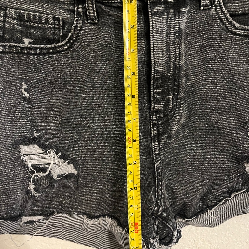 Distressed Black Denim Shorts - Picture 7 of 7
